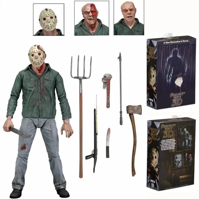 โมเดลประกอบ 3 มิติ เจสัน จากภาพยนตร์ Friday The 13th Part III ของ NECA ชุดของเล่นฟิกเกอร์ตั้งโชว์บนโต๊ะ ของขวัญวันเกิด/คริสต์มาสสำหรับเด็กผู้ชาย