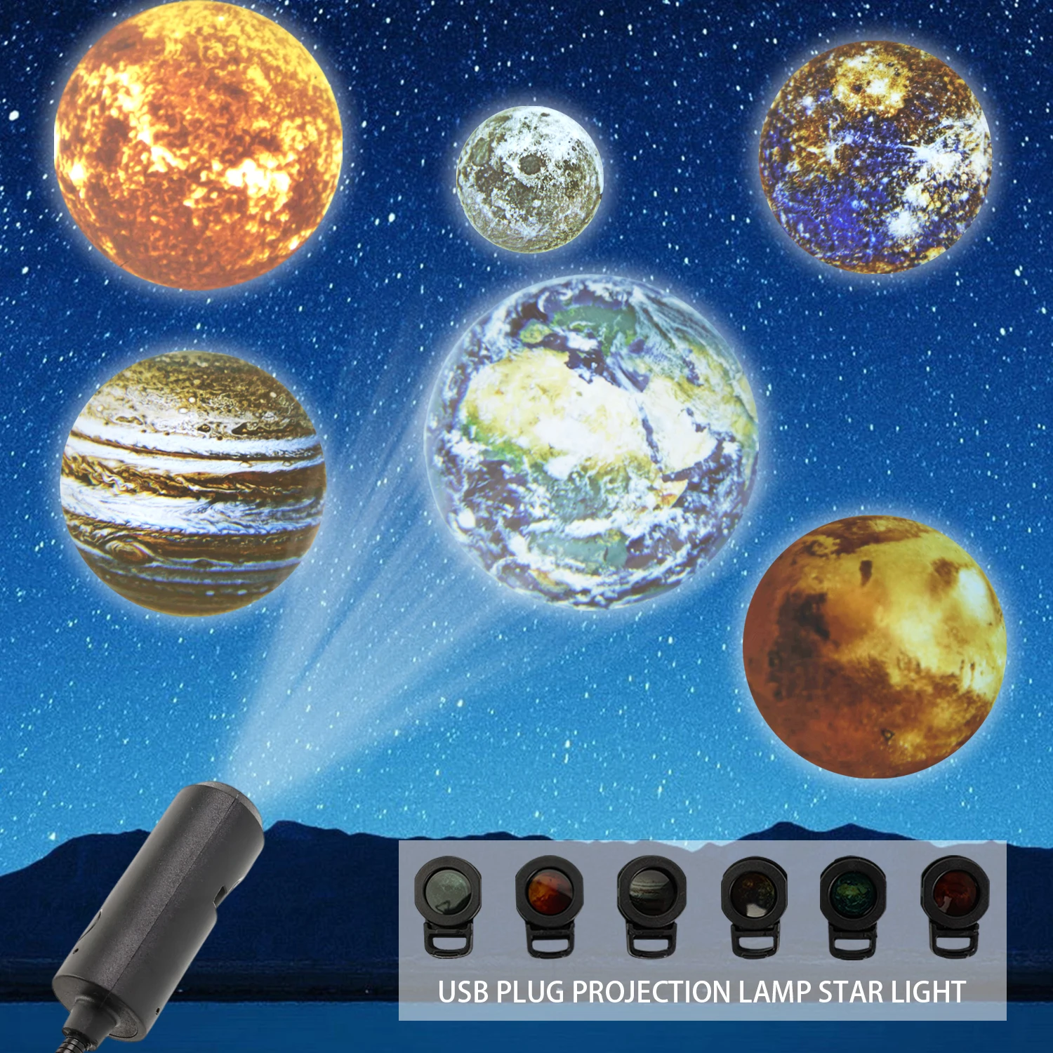 USB Projection Light Plug in Planet Patterns Replacement Lamp Strip Bedroom Ceiling Galaxy Projector Romantic Decor Night Light