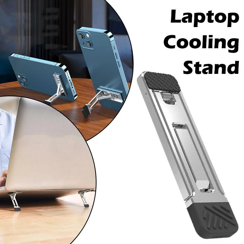 Laptop Phone Back Mount Phone Holder Compact And Portable Alloy Folding Horizontal And Vertical Placement Fingertip Holder