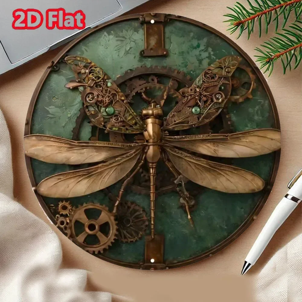 Elevate Your Space with Steampunk Elegance: Dragonfly Wall Art with Intricate Gears and Floral Accents