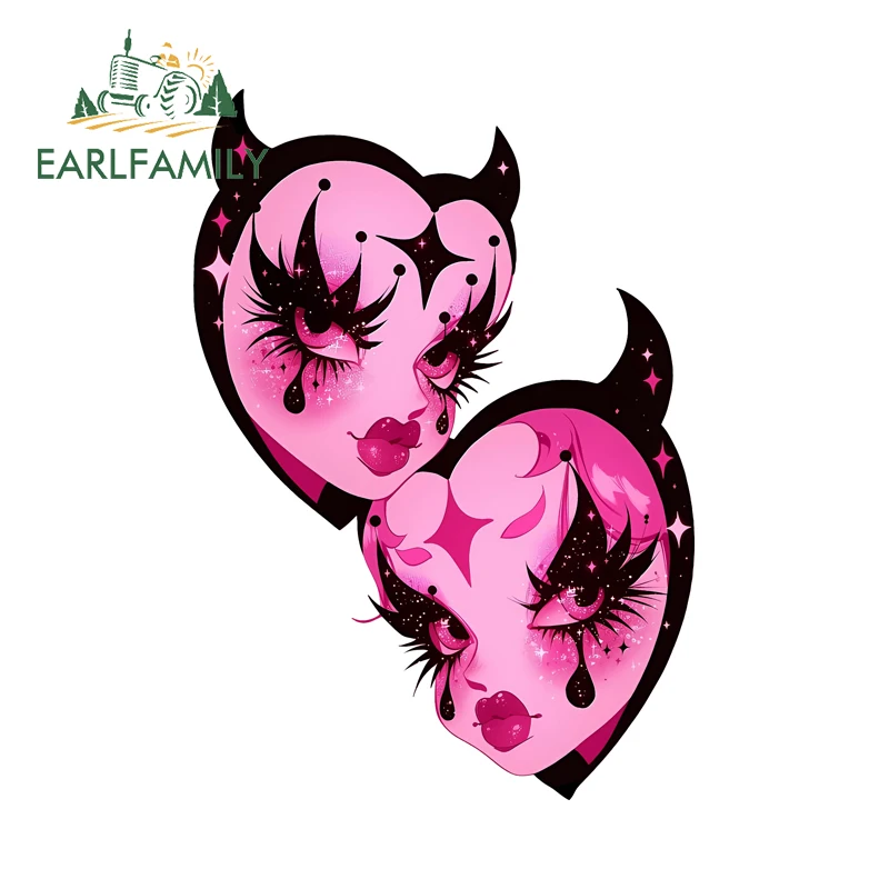 

EARLFAMILY Neon Succubus Two Faces Accessories Cartoon Graffiti Surfboard Waterproof Decal Decor Vinyl JDM Funny Auto Stickers