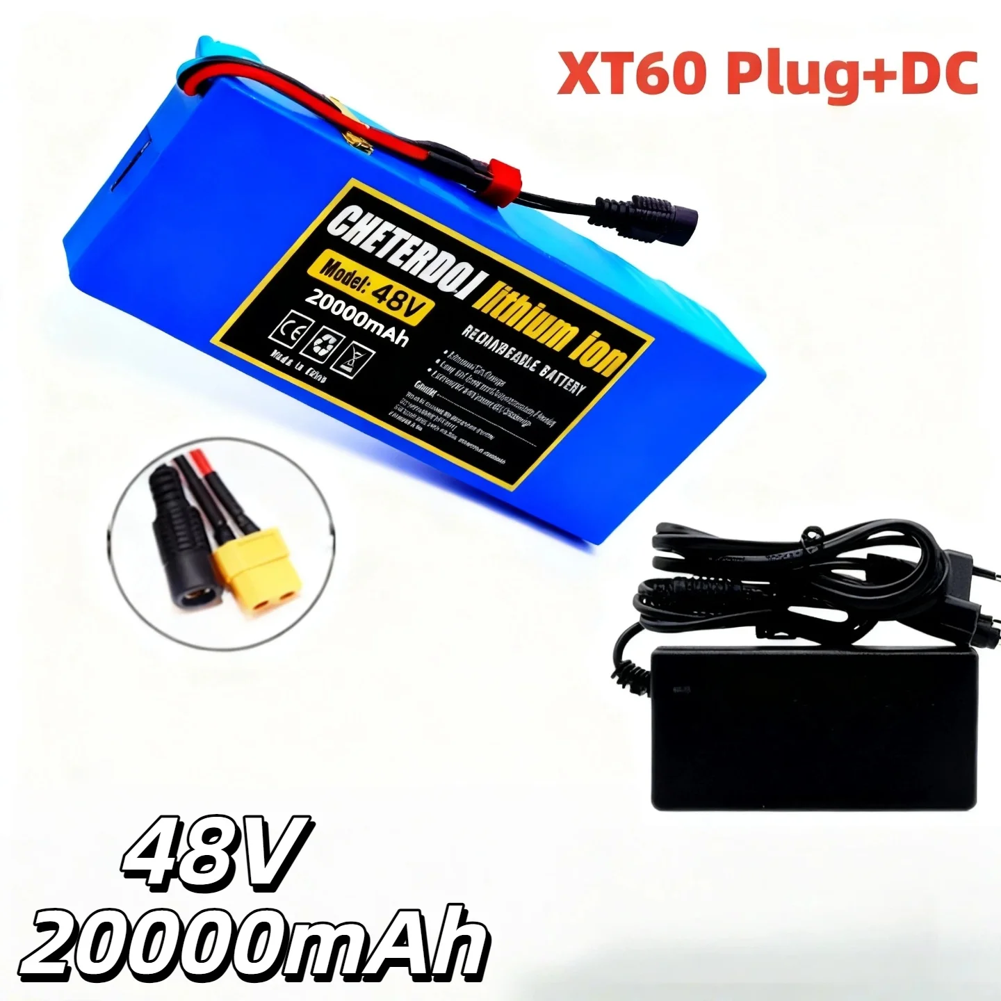 

13S3P 48V 20Ah 18650 Battery – Lithium Ion ，for Scooter Bafang 1000W Conversion Kit, 54.6V 2A Charger & XT60 Plug
