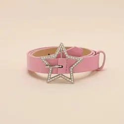 Y2K Belts for Women Spice Girls Pink Black White Belt Denim Star PU Leather Rhinestones Belt Ins Sweet Cool Corset Jeans Belts