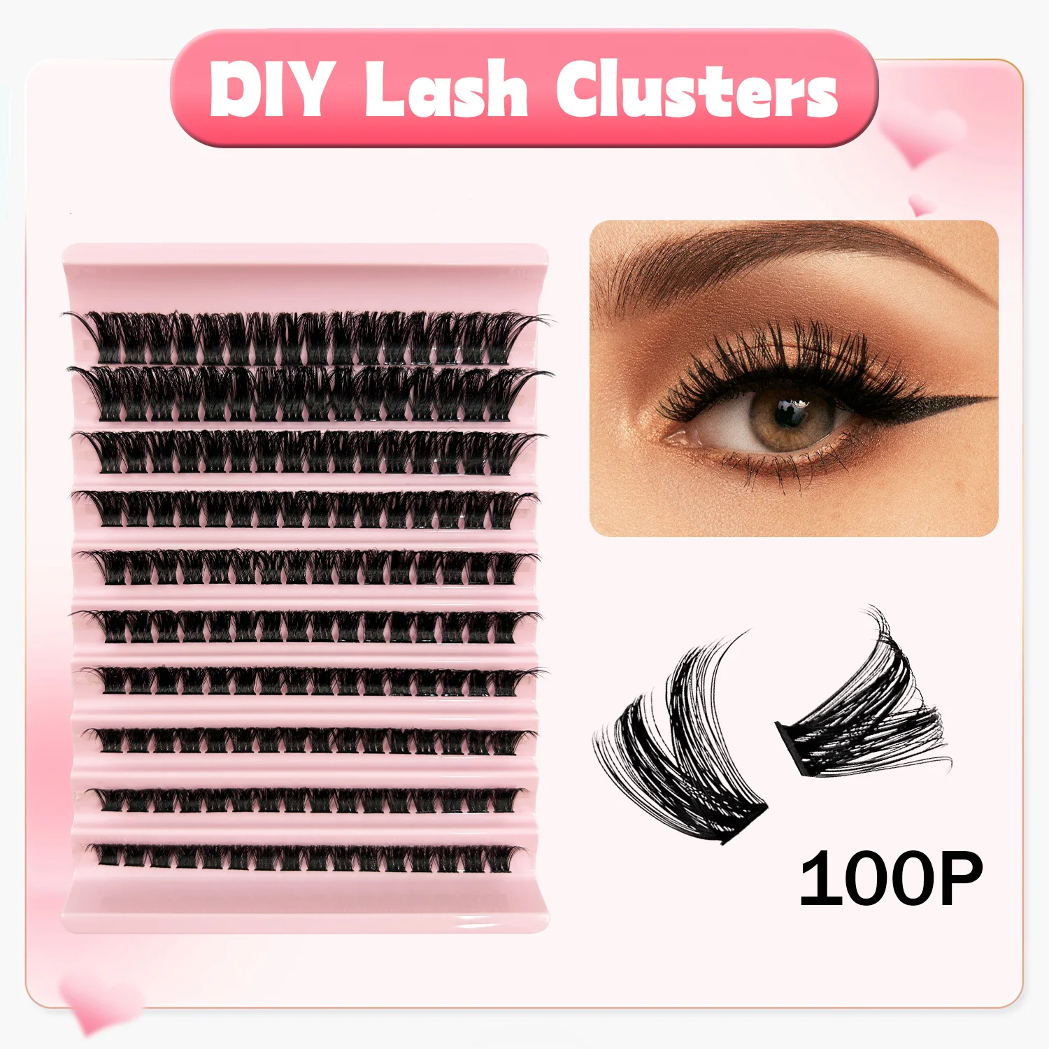 MIAOJIE 200 Pezzi FAI DA TE Ciglia Personali 40P Ciglia Cluster Aspetto Naturale Ciglia Sottili 9-16MM D Capelli Ricci Cluster Personali Lashe