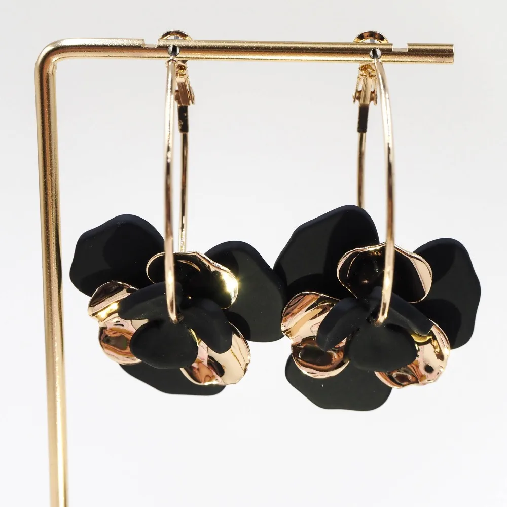 الخريف الشتاء بوهيميا نمط الرجعية الفرنسية رومانسية كاميليا مادة الاكريليك أقراط رائعة بيان لطيف الأطواق #6