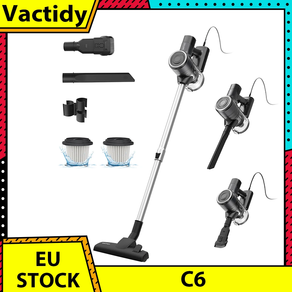 Vactidy C6 18 KPA Corded Vacuum Cleaner with 7m Cable 600W Motor 800ml Dust Box HEPA Filter AntiOverheating/Anti-scalding Design