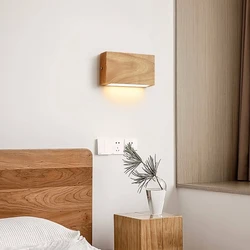 Japanese-Style Wall Lights Staircase Solid Wood Wall Lamps Bedroom Study Living Room Background Wall Decorative Lighting Fixture