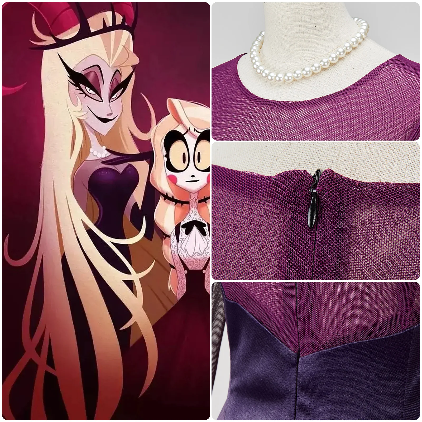 Костюм для косплея аниме Lilith, нарядное платье с ожерельем из рога, перчатки, наряд для девочки на Хэллоуин, день рождения, костюм детской формы