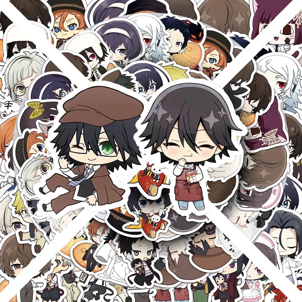 

10/30/50pcs Cartoon Q-Version Bungou Stray Dogs Anime Stickers for Skateboard Phone Luggage Car Cute Cartoon Sticker Kid DIY Toy