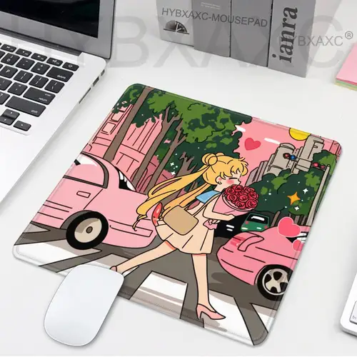 Imagen 1 del producto Alfombrilla de ratón con diseño de Luna y marineros de dibujos animados, alfombrilla pequeña para ratón LockEdge para jugadores, alfombrilla de escritorio para ordenador, goma antideslizante Rectangular