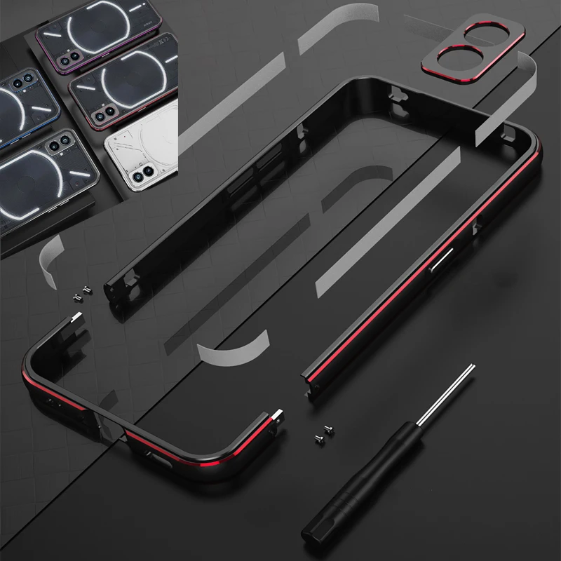 Aurora Dual Color Border Camera Len Guard+Side Bumper For Nothing Phone 1 5G One (1) Phone1 Metal Cover Case Frame Protector