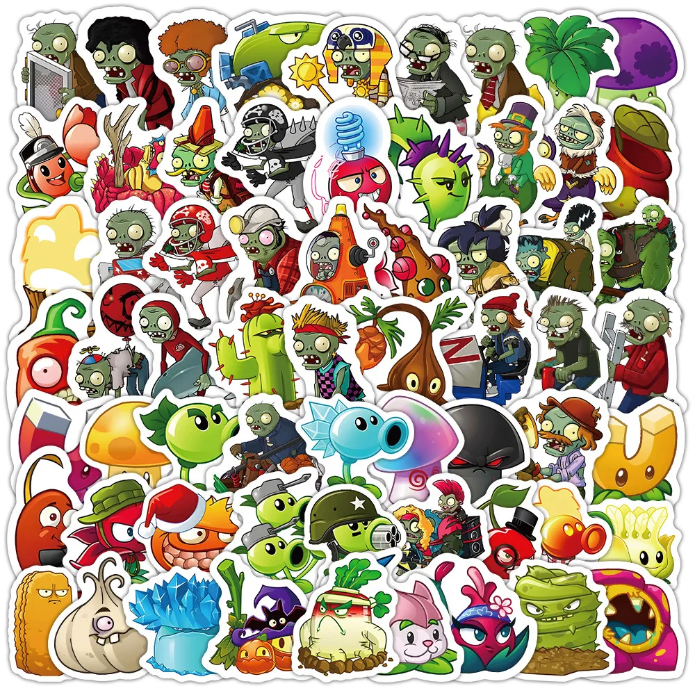 100 autocollants Plants vs. Zombies (PVZ) amusants, de dessin animé, créatifs, pour tasses, ordinateurs portables, boîtes de papeterie et bureaux