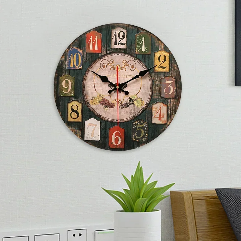 Battery Luxury Wall Clock Bedroom Aesthetic Silent Round Vintage Wall Clock Creative Wandklok Decoration Living Room