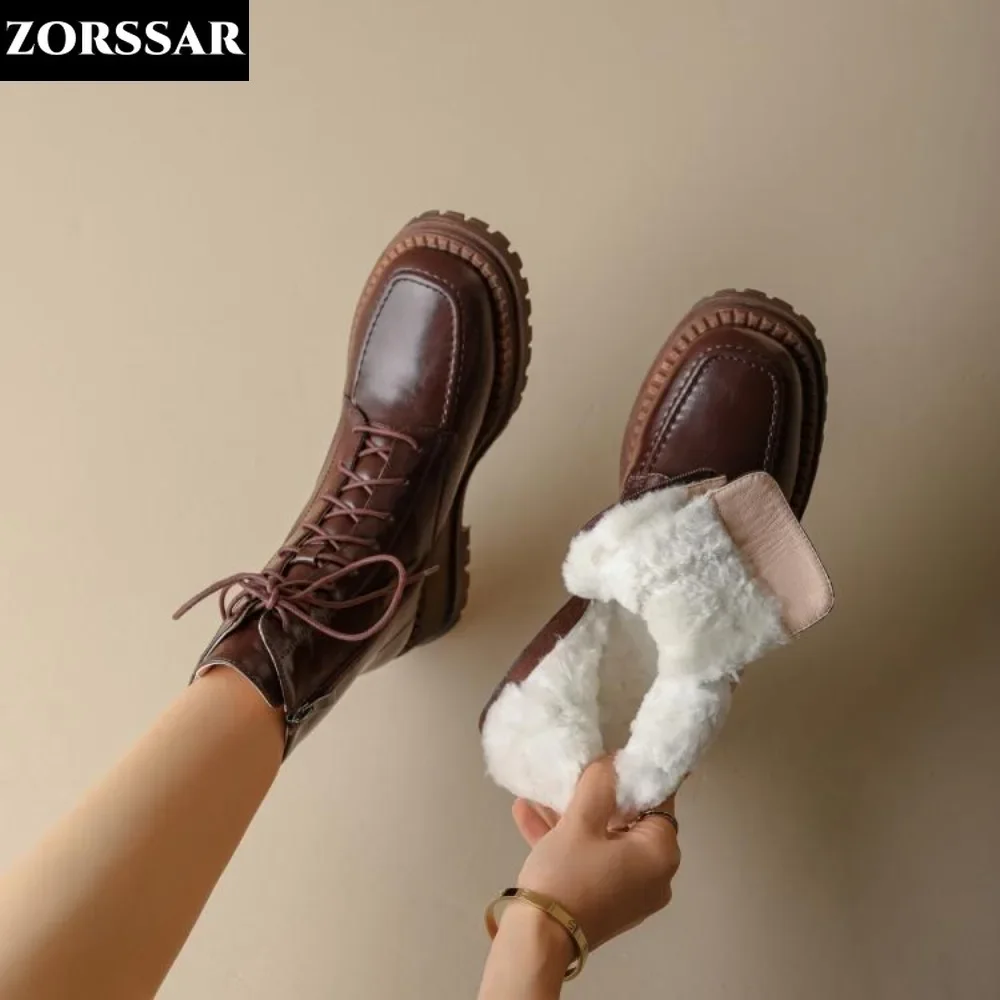 

Winter Cotton Shoes Womens Boots Large Size 43 Women Snow Boots Genuine Leather Wedge Chelsea Boots Warm Wool Ankle Boots