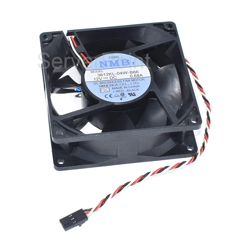 New 3612KL-04W-B66 DC12V 0.68A 92X92X32mm Three Wires Square Cooling Fan