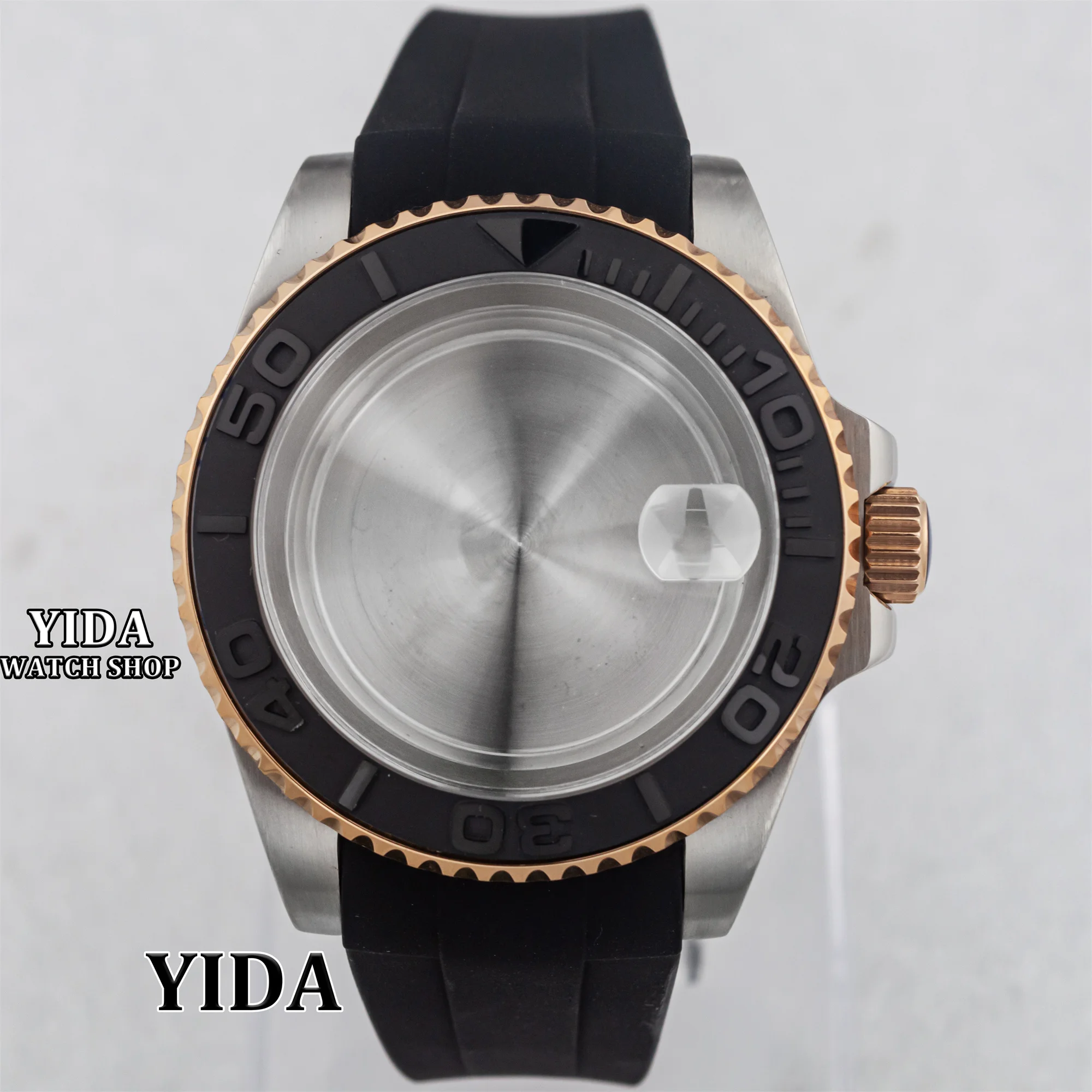 

40mm Rose Gold Watch Case Ceramic Bezel Sapphire Crystal Stainless Steel for NH35 Nh36 Nh34 Automatic Movement Yacht-master Case