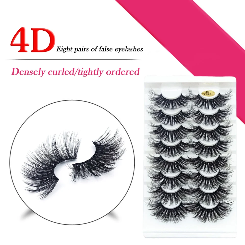 Fluffy Volume Lashes full strip 8 Pairs Pack with Full Bold Dramatic-Looking Design Ideal Gift for Female Friends makeups