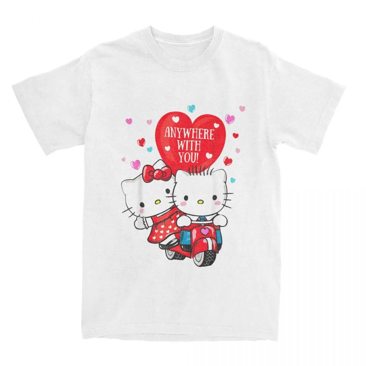 Hello Kitty And Dear Daniel Valentine T Shirt Harajuku Streetwear Men Women Vintage Short Sleeve Oversized Cotton Unisex Tops