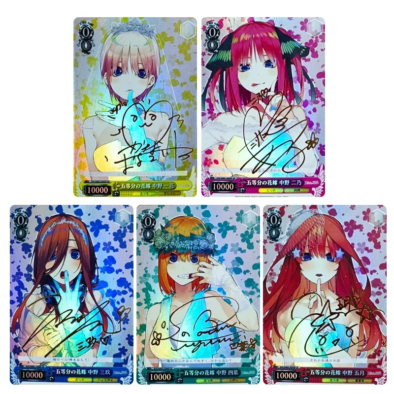 DIY The Quintessential Quintuplets tarjeta flash con signo dorado 5 unids/set Nakano Ichika Nakano Miku colección de juguetes de tarjetas regalo de Navidad