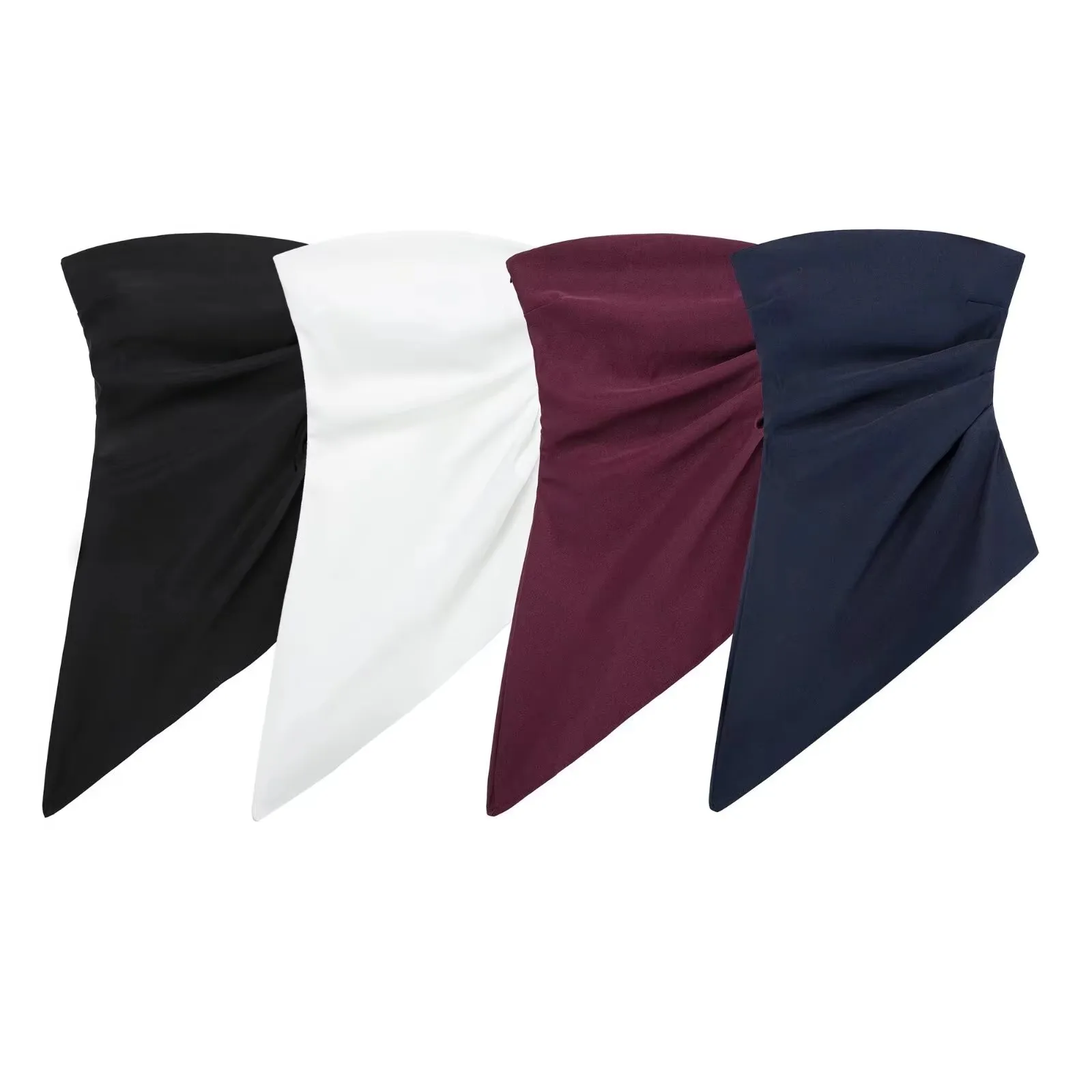 HH Damen Vintage Solid Trägerlos Asymmetrischer Saum Tank Tops Sommer Sexy Off-Shoulder Lady High Street Fashion Chic Tops