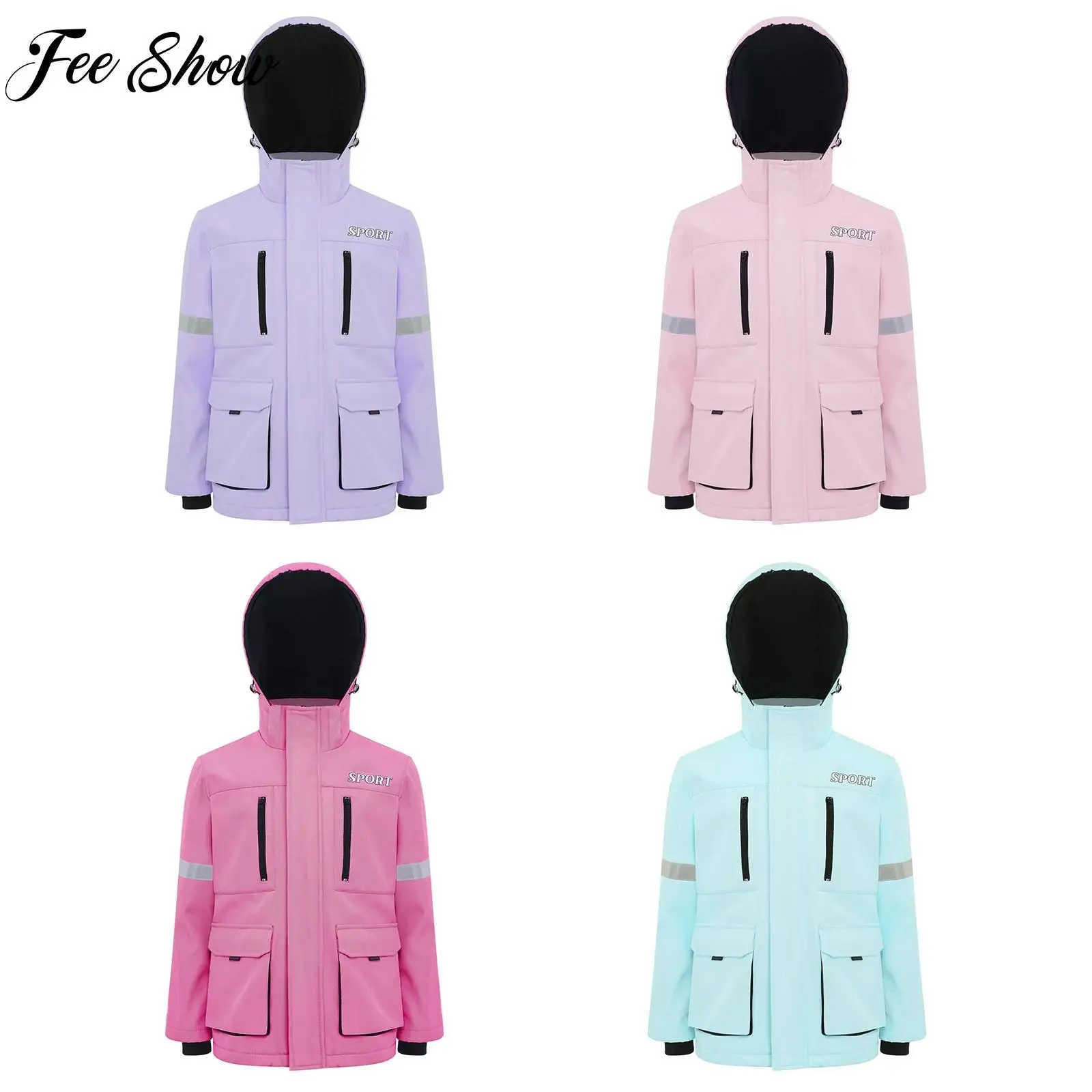 سترة تزلج للأطفال للفتيات بدلة ثلج مقاومة للماء وأكمام طويلة وسحاب مع جيوب لملابس التزلج الرياضية الشتوية الخارجية #1