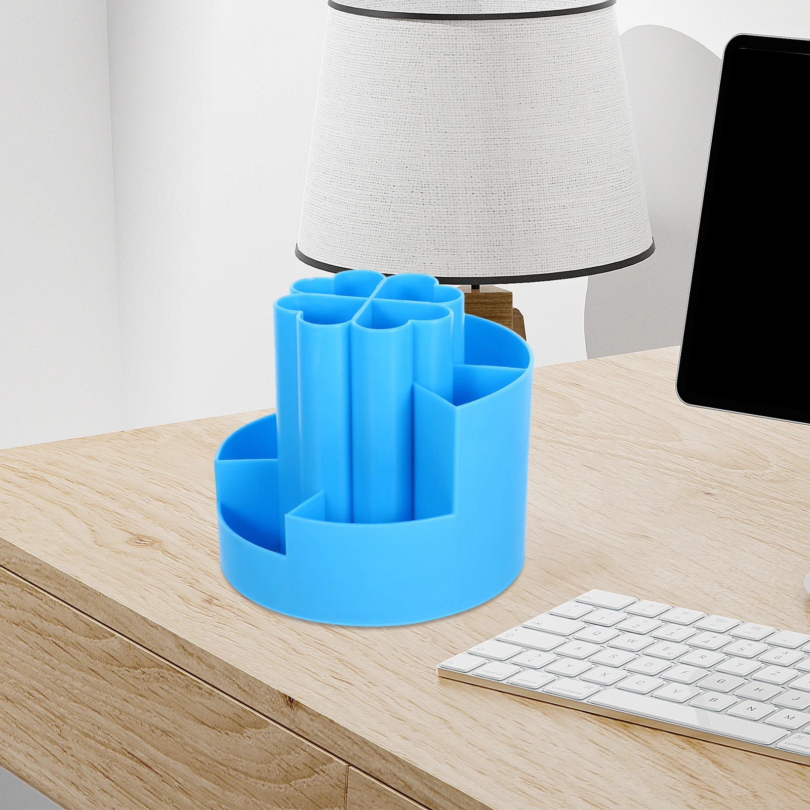 

Rotating Pen Holder Small Makeup Organizer Blue Pp Desktop Brush Storage Tube Office