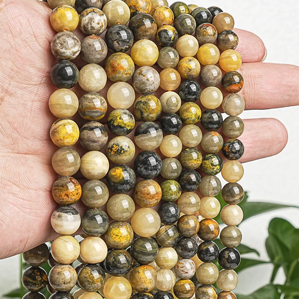 8/10mm Natural Stone Beads Strands Bumblebee Jasper Beads To Make Bracelets Yellow Gemstone For jewelry Making Design