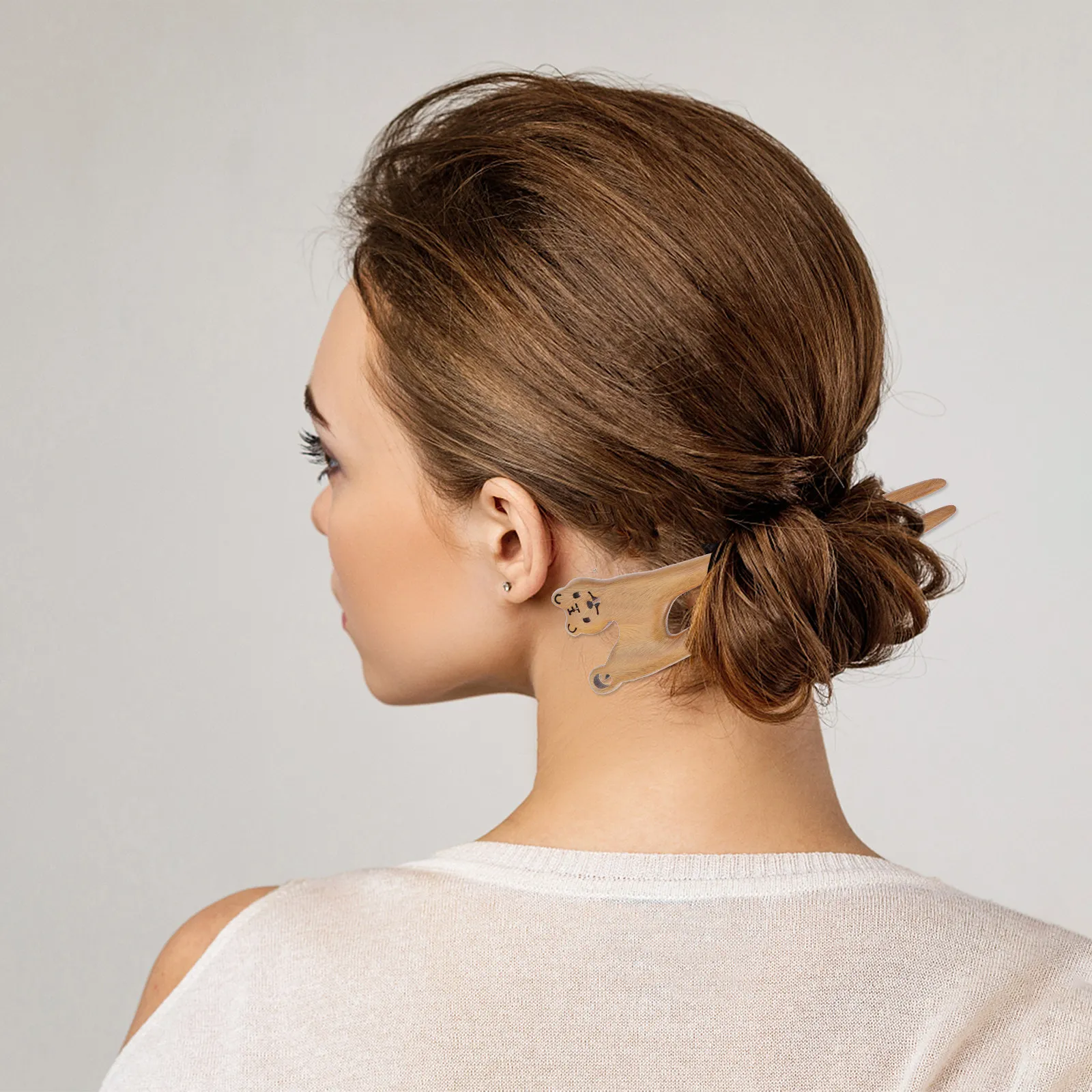 

Элегантная заколка для волос из сандалового дерева с тигровым мотивом, палочка для пучка, натуральная деревянная шпилька для женщин, повседневный модный аксессуар