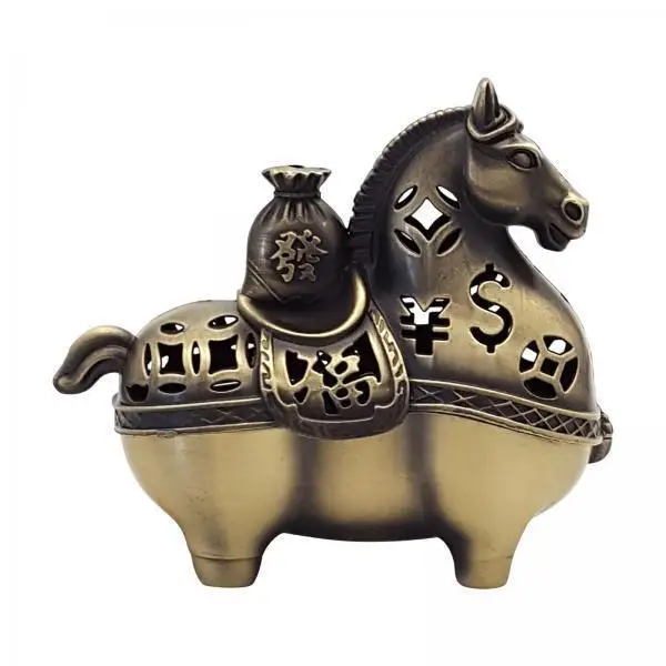 Elegant Copper Incense Burner Horse Pattern Incense Vessel Coil Cone Holder Indoor Aroma for Bedroom Bathroom Spa