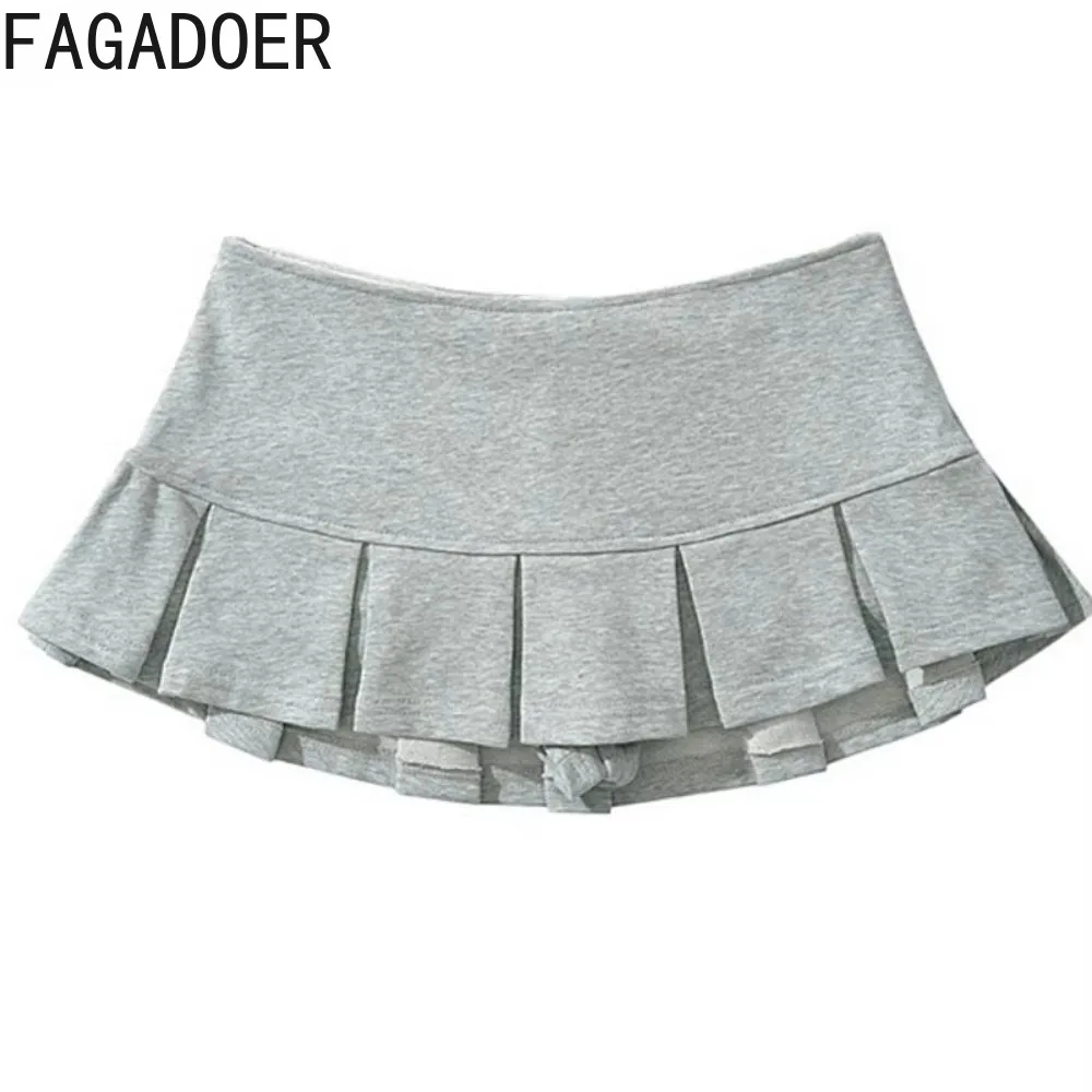 FAGADOER Mode Y2K Brief Drucken Pullover Zwei Stück Sets Frauen Langarm Top Und Mini Falten Röcke Outfit Weibliche Kleidung