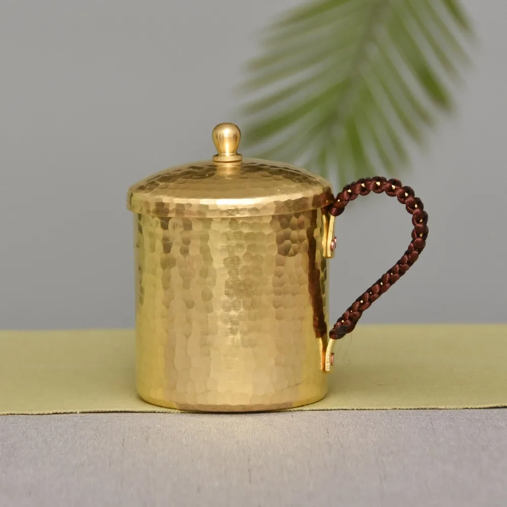 

550ml Thick Pure Copper Cup Handcrafted Hammered Design Reusable Tea Water Cup for Catering Bar Kitchen