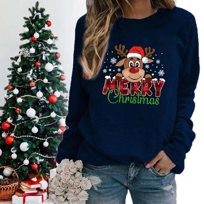 New Fashion Merry Christmas Print Pullover Women Men Pullover Streetwear Women\'s Long Sleeve Top Autumn And Winter Clothes