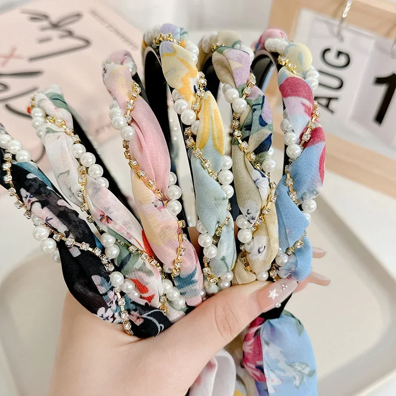 المرأة مضفر الشعر الشريط التعادل الشعر عقال قابل للتعديل القوس اللؤلؤ مضفر هيرباند الرجعية وشاح حريري عقال للنساء الفتيات