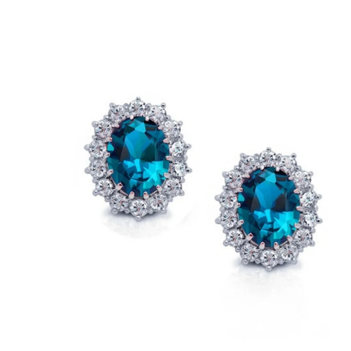 النساء الزفاف مجوهرات الخطوبة دعوى الأميرة البيضاوي الزركون كريستال قلادة أقراط الطوق