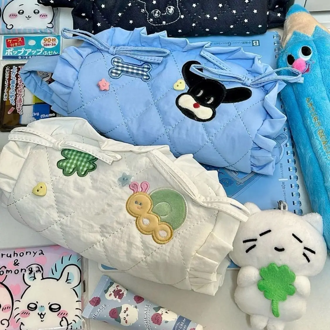 Tide Hot Style Girl Lovely Stars Rabbit Pen Bag Heart Lace Pillow, Pen Bag Large Capacity Stationery Receive Bag