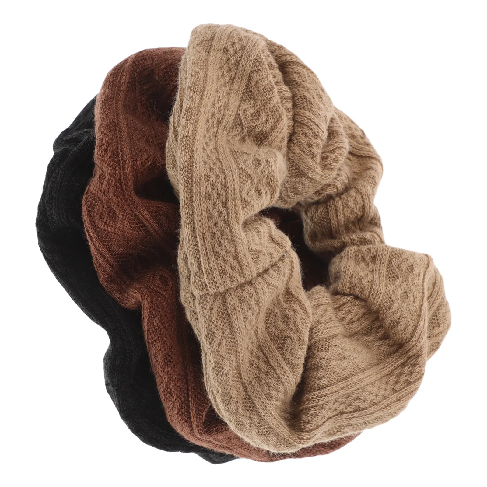 

Набор из 3 резинок для волос: молочно-кофейные, вязаные, большие, эластичные, мягкие, для хвоста, для женщин и девушек