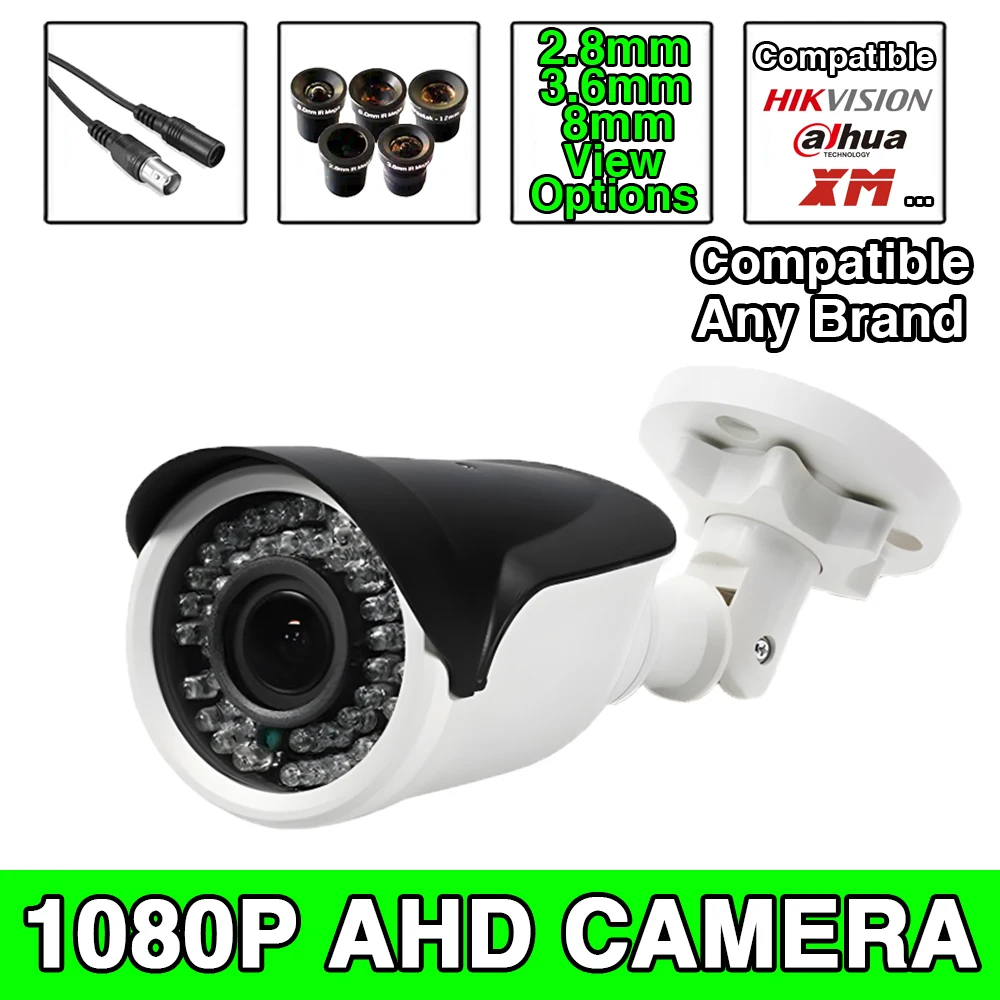 

Уличная камера видеонаблюдения 2MP AHD — водонепроницаемая HD-камера 1080P IP66, инфракрасное ночное видение, мини-камера безопасности с кронштейном для продвинутой системы