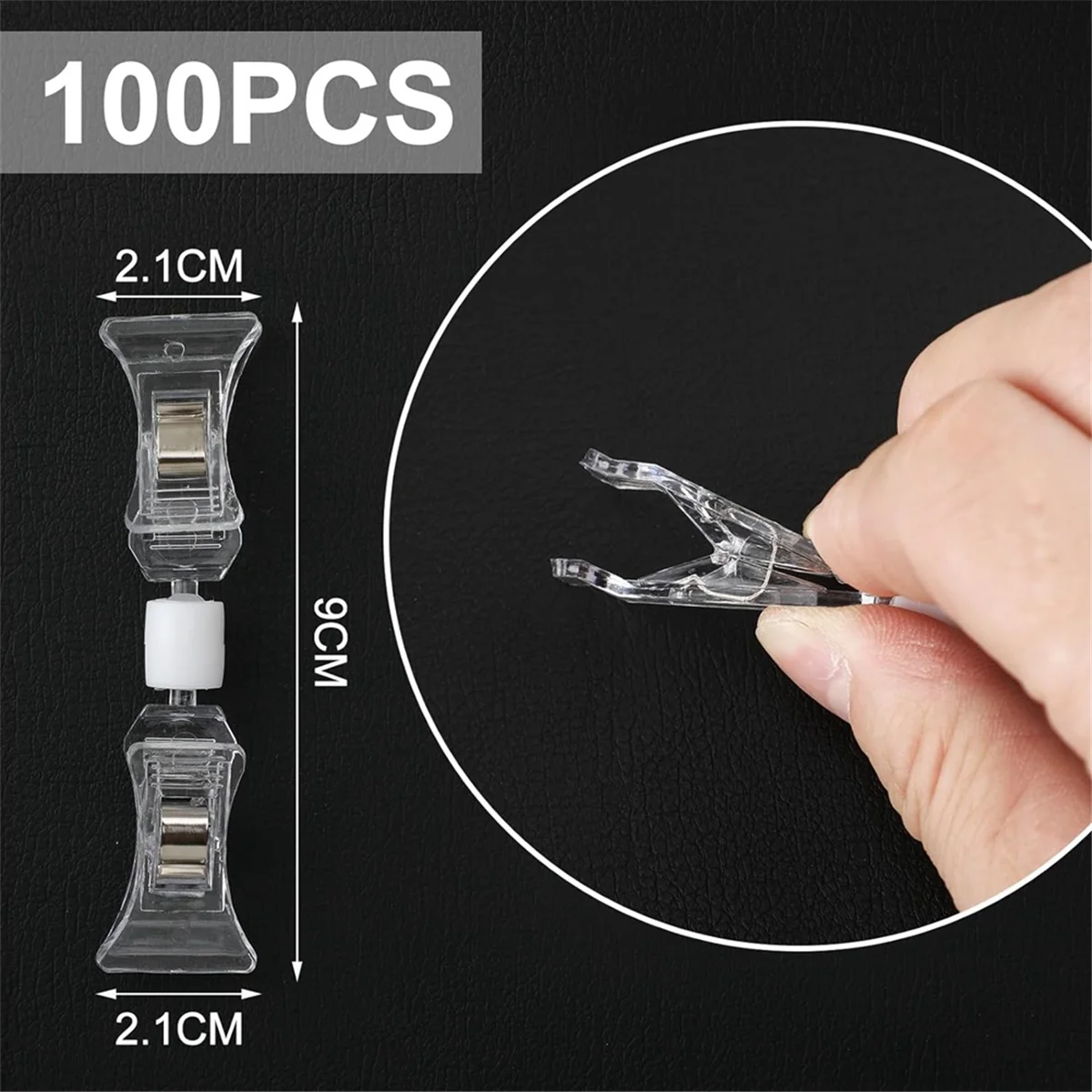 Y06A 100Pcs Double Sided Sign Clips Sign Display Mini Clip Clear Rotatable Merchandise Clip on Sign Holder Plastic Price Clip