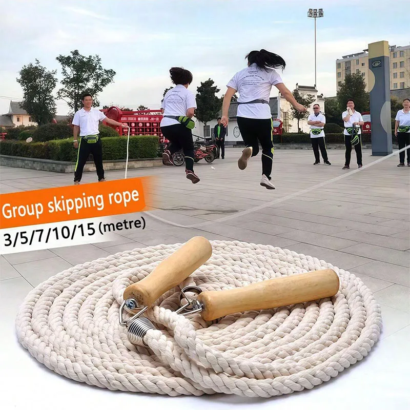 3-20m Wood Grip Handle Skipping Rope - Adult Outdoor Sports Fitness Training Jump Rope for Multi-Person Group Workouts