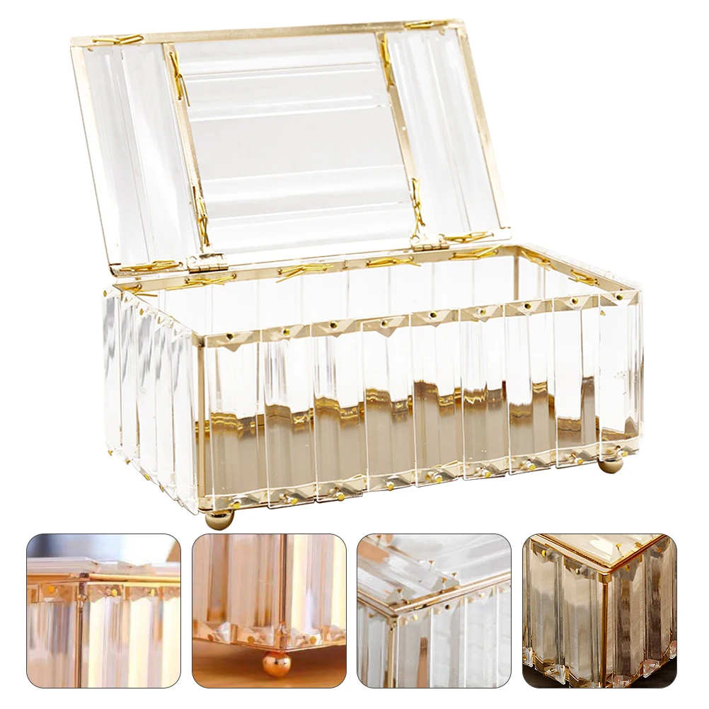 

1Pcs Paper Tissue Box Crystal Glass Alloy Modern Home Decorative Napkin Holder for Living Room Bathroom Hotel Car Use
