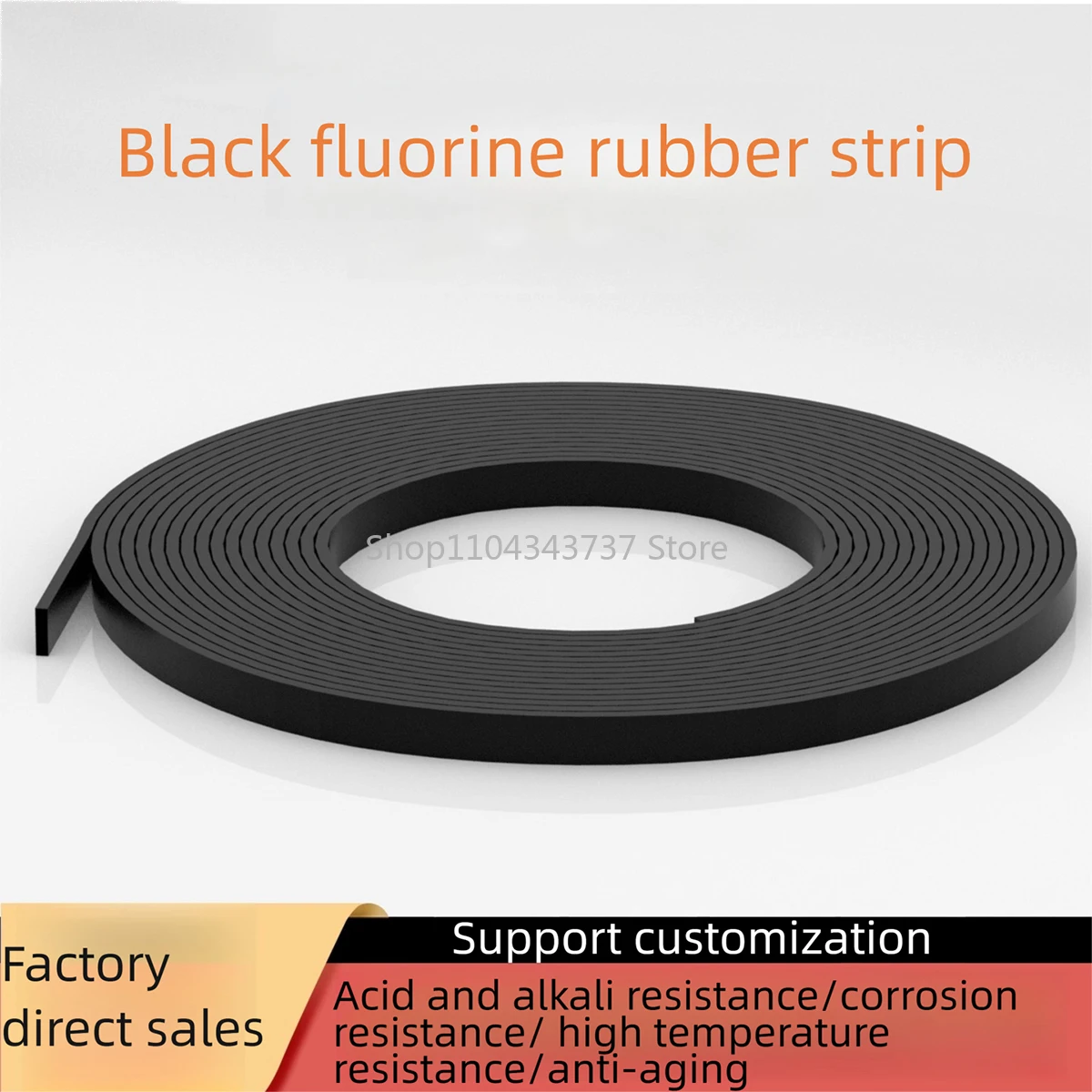 Fluorine Rubber Strip / Fluoroelastomer Strip - Acid & Alkali Resistant Oil Resistant Square Shape  For Industrial Sealing