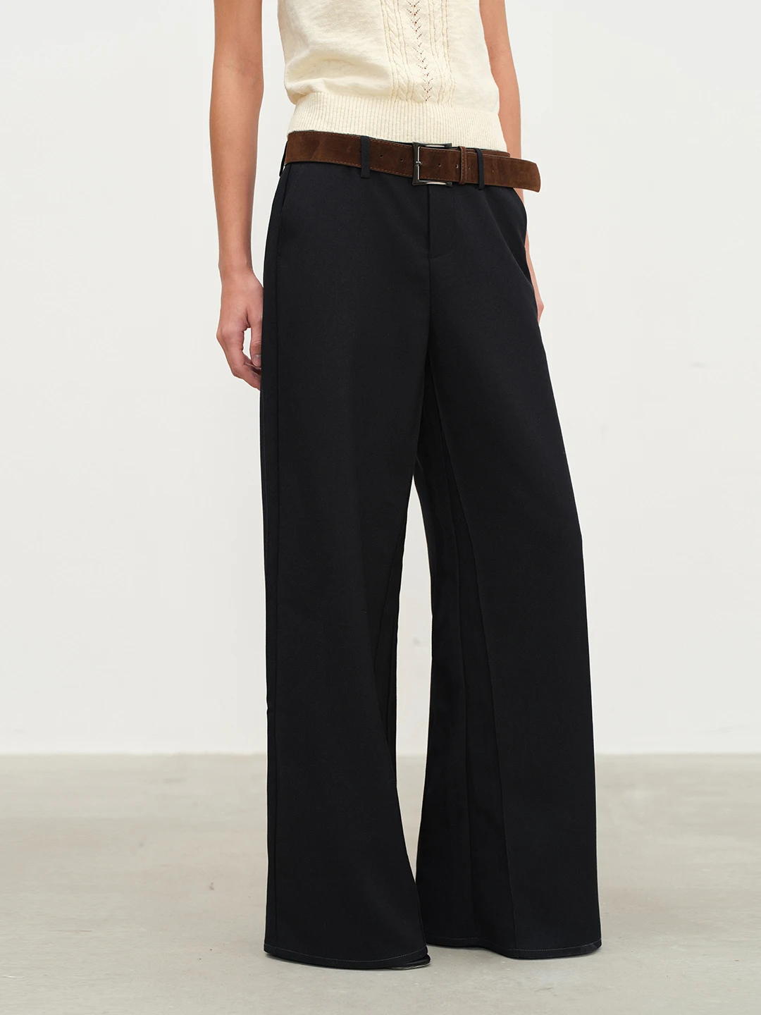 

Брюки Howwell 2026SS: Минималистичные, с высокой талией, широкими штанинами, повседневные, драпированные, гладкие, из высококачественной полиэстеровой смеси, женские