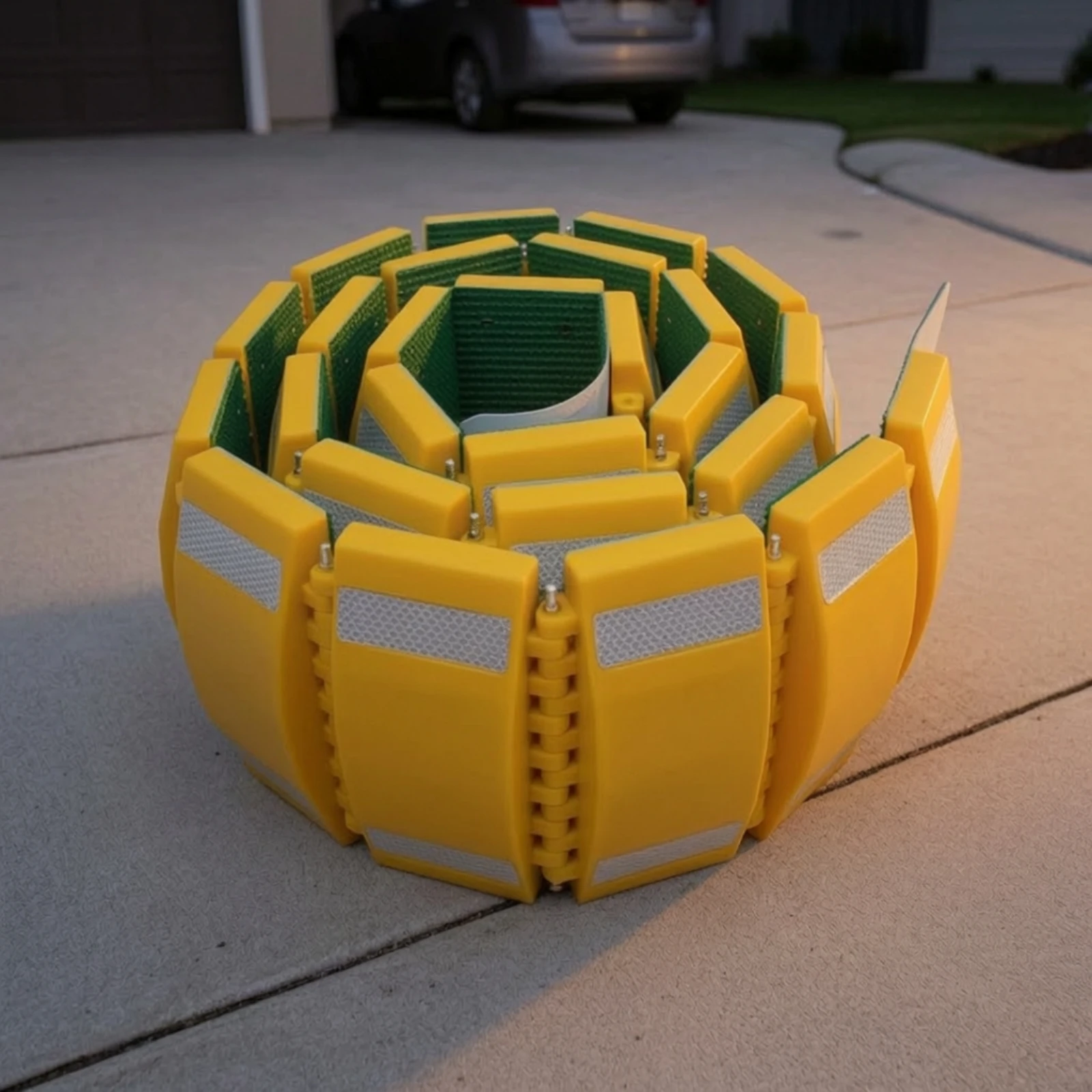 Foldable Speed Bump with Reflective Strips Long-Lasting Portable Speed Bump Vehicle Traffic Guard Bright Yellow for Driveways
