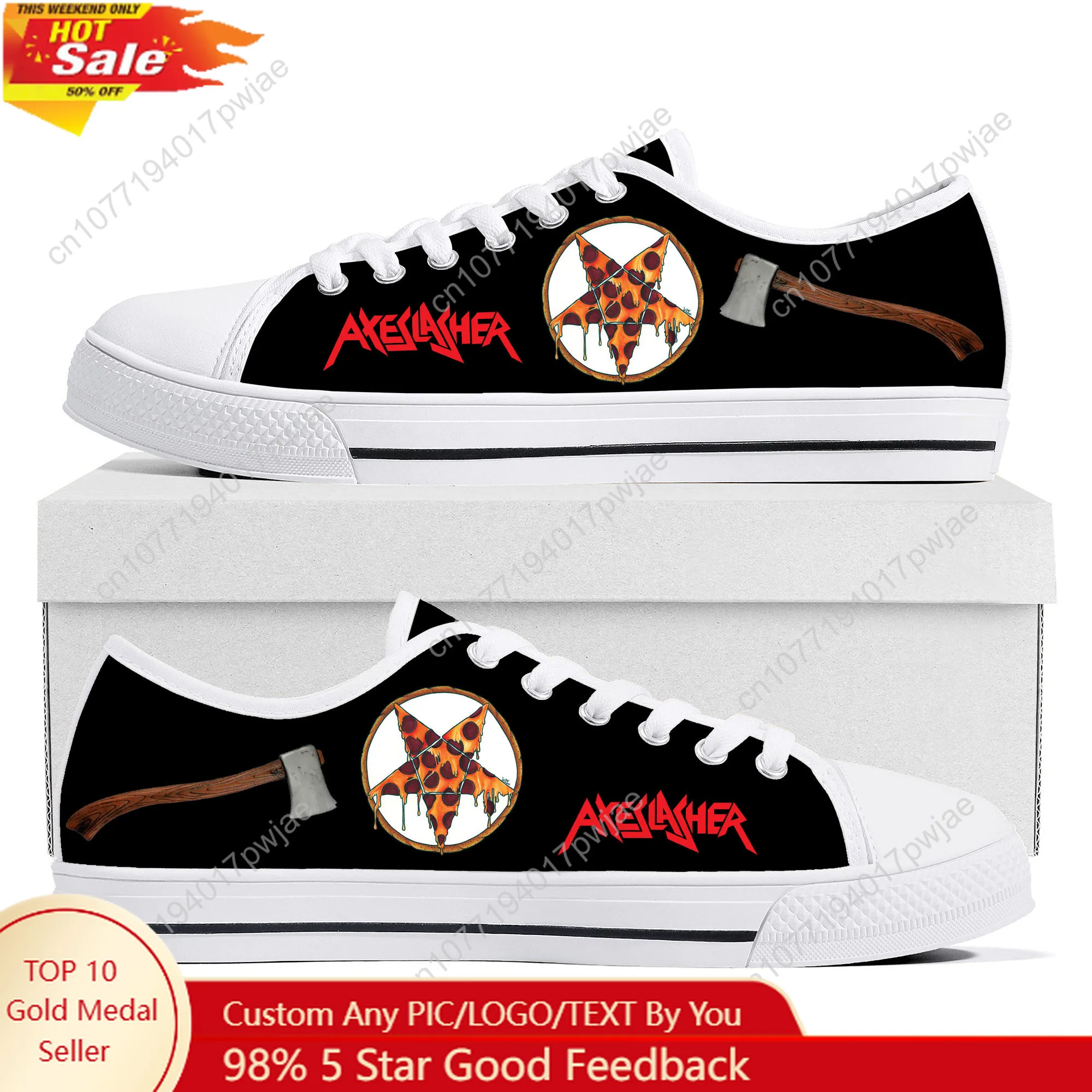Axeslasher Heavy Metal Rock Band Low Top Lightweight Sneakers Mens Women Teenager Canvas Sneaker Casual Hiking Lightweight Shoes