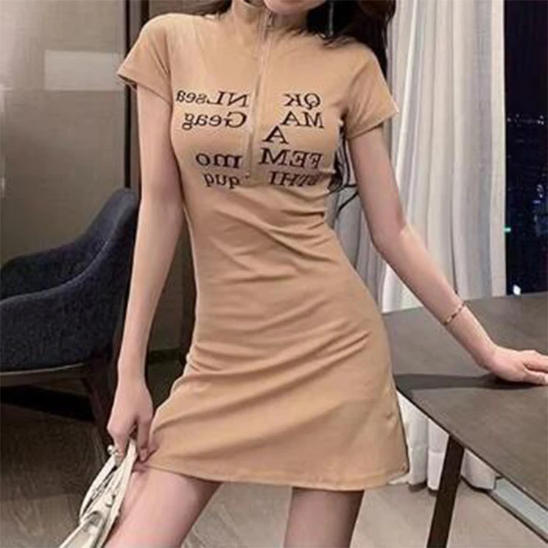 الصيف ملهى ليلي موضة إلكتروني طباعة فساتين الإناث عادية مثير المنخفضة قطع سستة رداء قصيرة الأكمام عالية الخصر فستان حفلة صغيرة