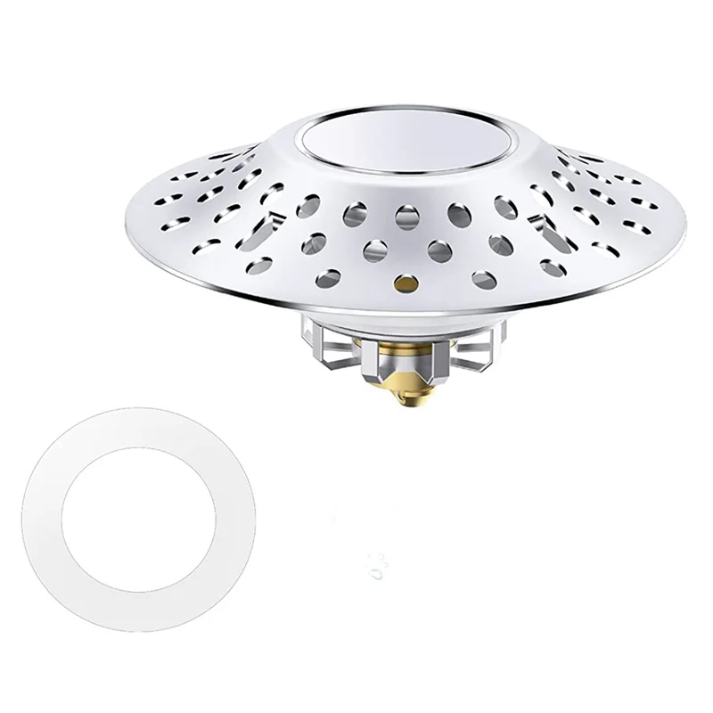 Bathtub Stopper with Drain Hair Catcher,Universal Bathroom Tub Stopper with Dual Filtration Design,for 1.6-2.0 Inch Hole