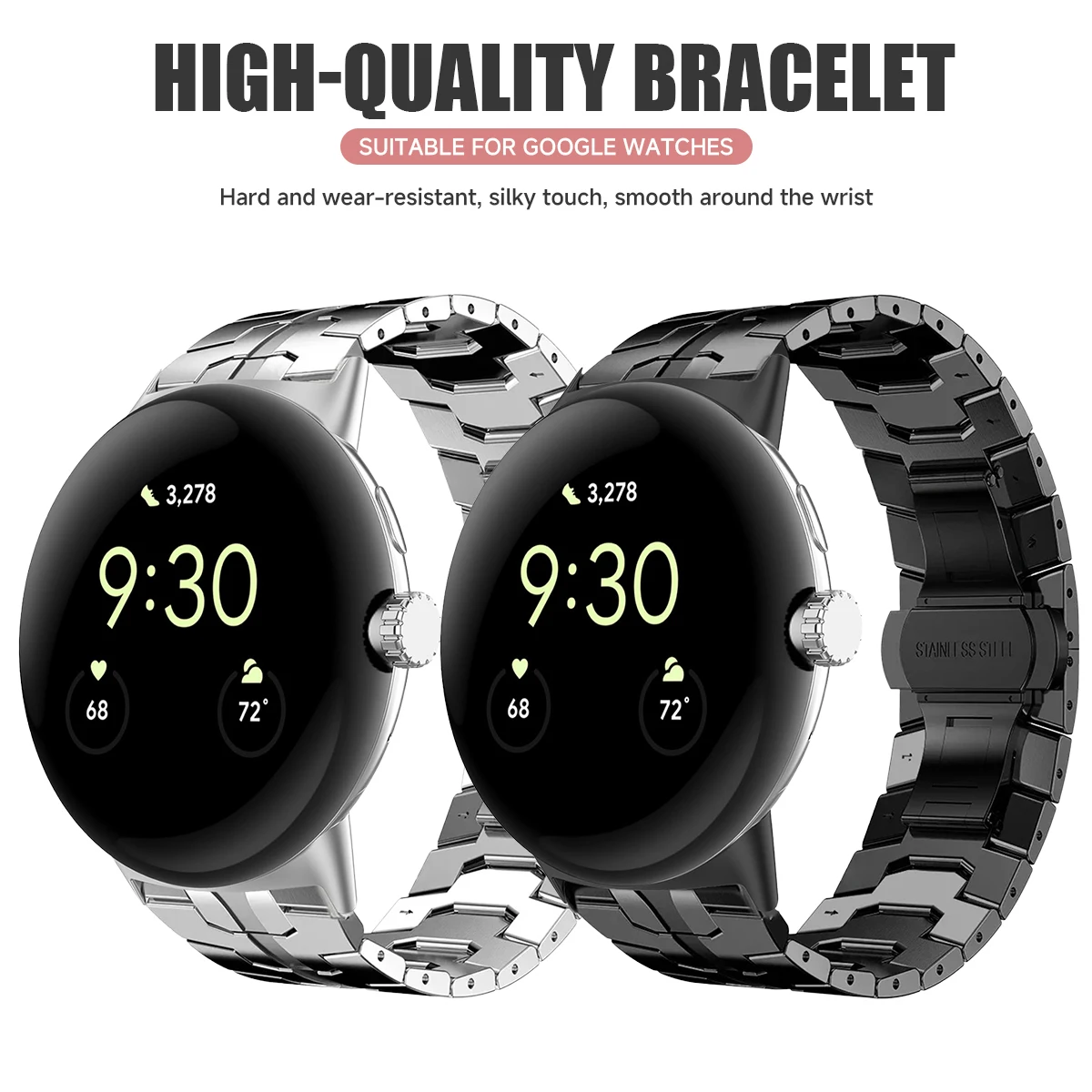 Man Business Metal Band for Google Watch Pixel Watch 4/3 45mm Stainless Steel Strap for Pixel Watch 4/3/2/1 41MM Bracelet Belt