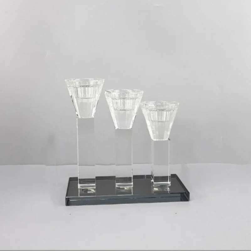 

Modern simple home model room transparent crystal glass candle holder ornament