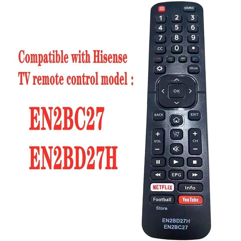 TV Remote Control, For Hisense Intelligent TV Remote Control EN2BC27/EN2BD27H Replace Remote Controls