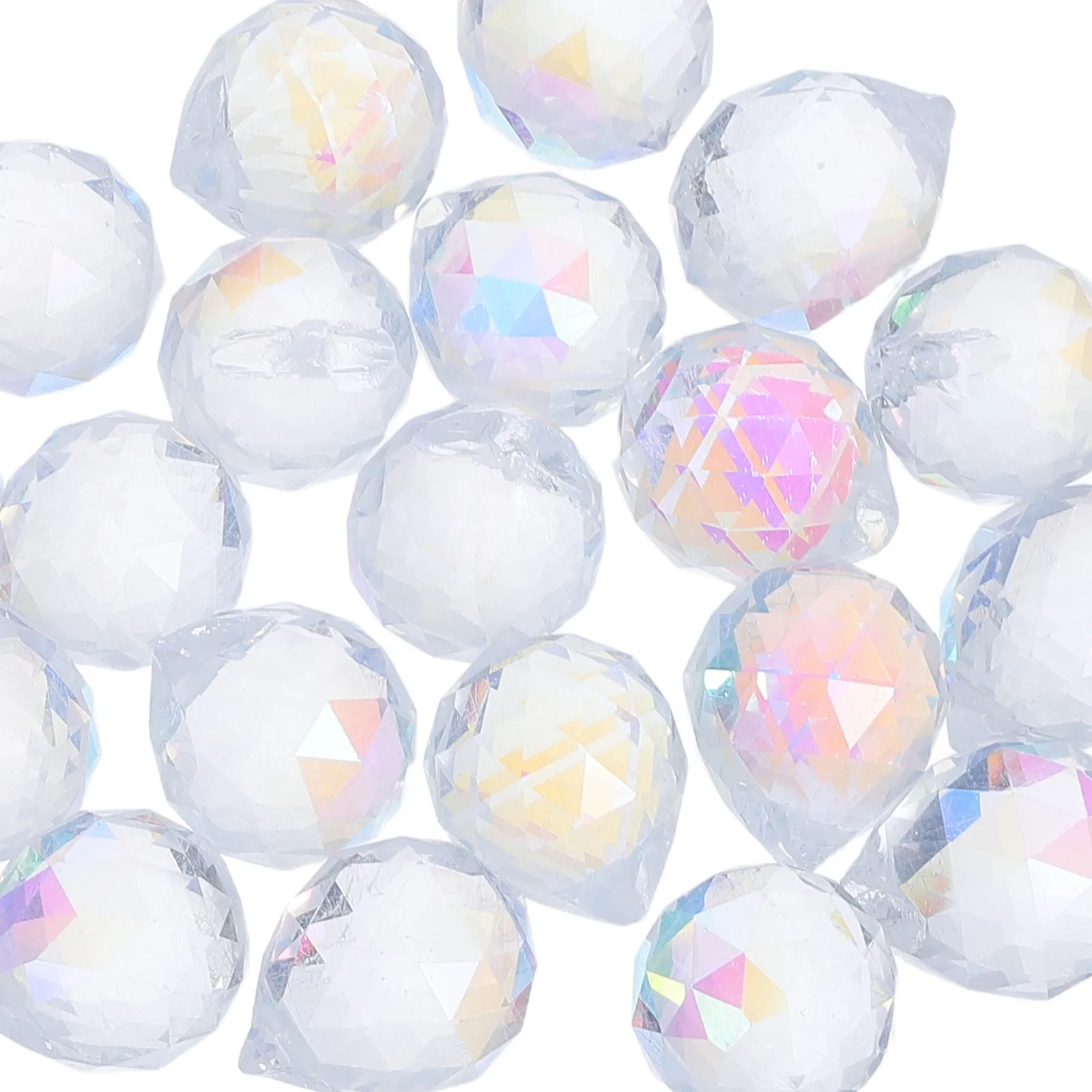 20Pcs Crystal Prism Suncatcher Clear Round 20Mm Decorative Hanging Sun Catcher for Window Rainbow Light Home Office Garden Decor